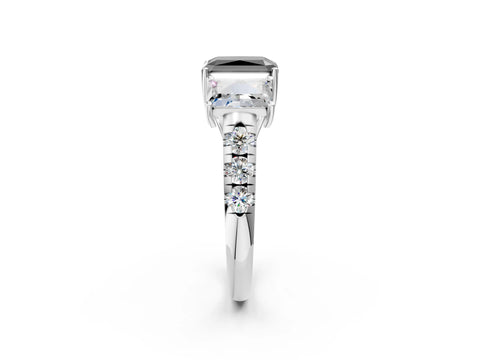 White gold Three-Stone Fancy Black Radiant Cut Diamond Pavé Band with Prong Setting_2