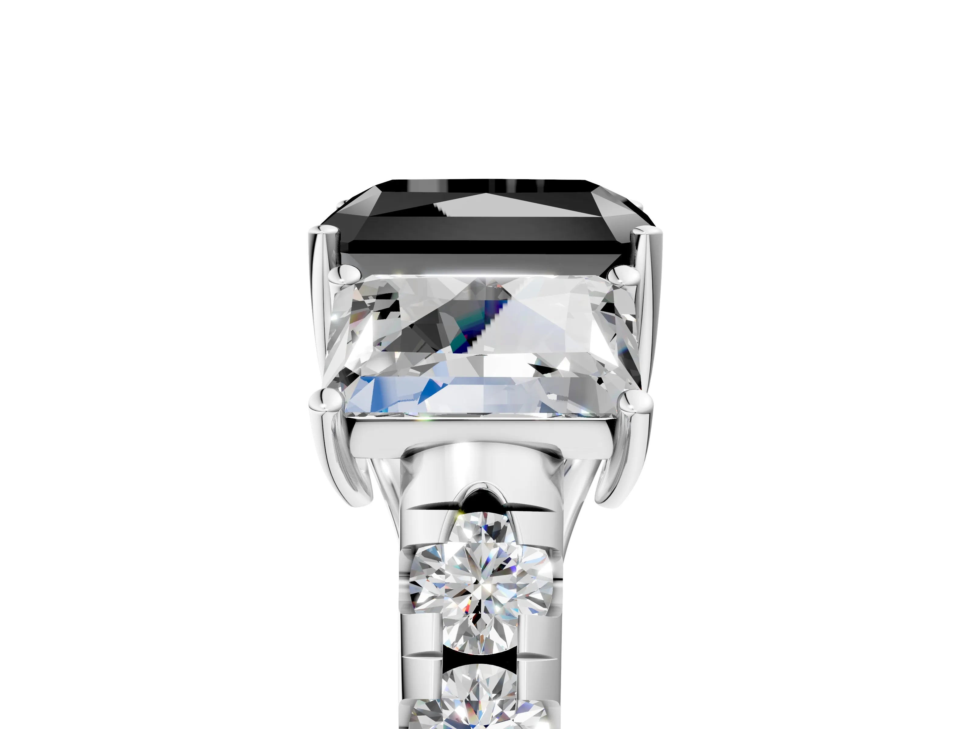 White gold Three-Stone Fancy Black Radiant Cut Diamond Pavé Band with Prong Setting_5