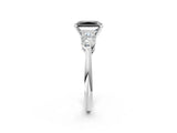 White gold Three-Stone Fancy Black Radiant Cut Diamond Ring with Pear Side Stones and Four-Prong Setting_2