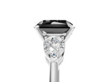 White gold Three-Stone Fancy Black Radiant Cut Diamond Ring with Pear Side Stones and Four-Prong Setting_5