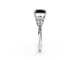 White gold Three-Stone Fancy Black Radiant Cut Diamond Ring with Round  Pavé Band and Prong Setting_104
