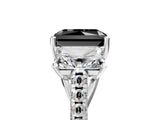 White gold Three-Stone Fancy Black Radiant Cut Diamond Ring with Round  Pavé Band and Prong Setting_113