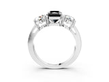 White gold Three-Stone Fancy Black Radiant Cut Diamond Ring with Round Side Stones, Classic Band, and Four-Prong Setting_15