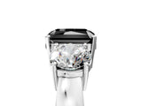 White gold Three-Stone Fancy Black Radiant Cut Diamond Ring with Round Side Stones, Classic Band, and Four-Prong Setting_17