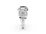 White gold Three-Stone Fancy Black Radiant Cut Diamond Wave Pave Band with Prong Setting_2