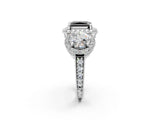 White gold Three-Stone Fancy Black Radiant Cut Halo Diamond Milgrain Band with Four-Prong Setting_2