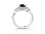 White gold Three-Stone Fancy Black Round Cut Brilliant Diamond Solitaire Ring with Tapered Band and Four-Prong Setting_22