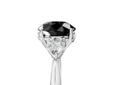 White gold Three-Stone Fancy Black Round Cut Brilliant Diamond Solitaire Ring with Tapered Band and Four-Prong Setting_24