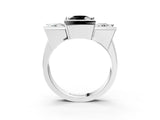 White gold Three Stone Fancy Black Round Cut Cut Channel Set Diamond Ring_27