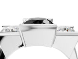 White gold Three Stone Fancy Black Round Cut Cut Channel Set Diamond Ring_28