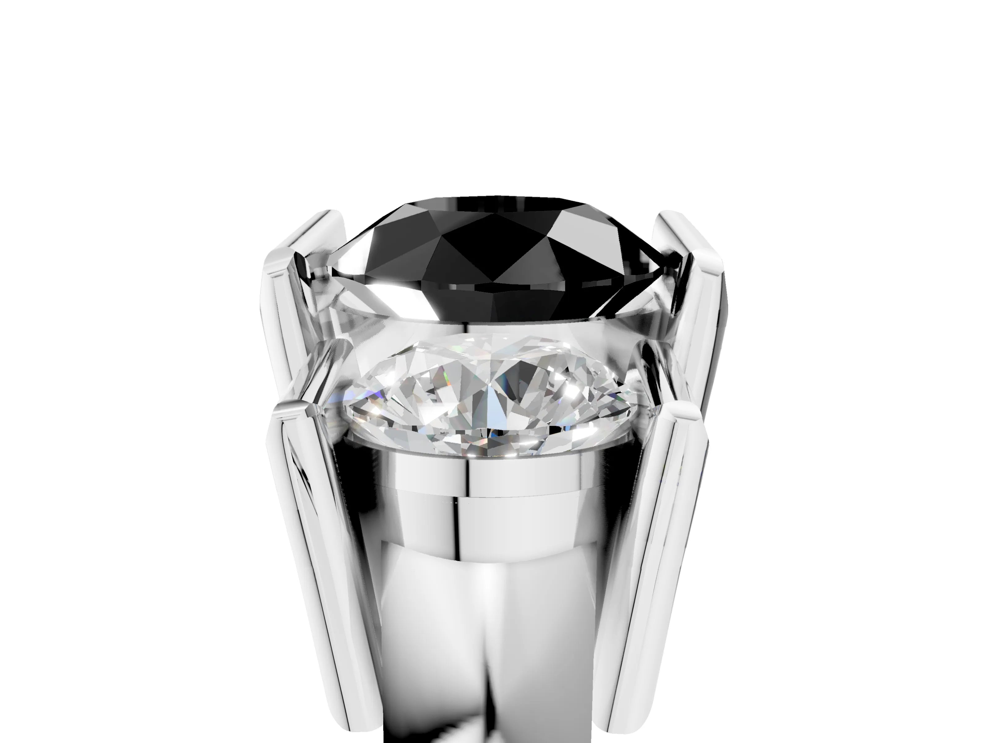 White gold Three Stone Fancy Black Round Cut Cut Channel Set Diamond Ring_29