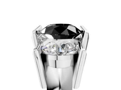 White gold Three Stone Fancy Black Round Cut Cut Channel Set Diamond Ring_29