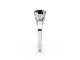 White gold Three-Stone Fancy Black Round Cut Cut Diamond Engagement Ring with Flat Band and Four-Prong Setting_14