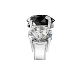 White gold Three-Stone Fancy Black Round Cut Cut Diamond Engagement Ring with Flat Band and Four-Prong Setting_17
