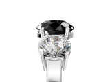 White gold Three-Stone Fancy Black Round Cut Cut Diamond Engagement Ring with Flat Band and Four-Prong Setting_17