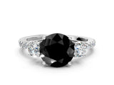 White gold Three-Stone Fancy Black Round Cut Cut Diamond Pavé Band with Prong Setting_45