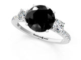 White gold Three-Stone Fancy Black Round Cut Cut Diamond Pavé Band with Prong Setting_46
