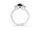 White gold Three-Stone Fancy Black Round Cut Cut Diamond Pavé Band with Prong Setting_48