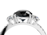White gold Three-Stone Fancy Black Round Cut Cut Diamond Pavé Band with Prong Setting_49