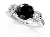 White gold Three-Stone Fancy Black Round Cut Cut Diamond Ring with Channel Set Band and Four-Prong Setting_13