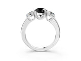 White gold Three-Stone Fancy Black Round Cut Cut Diamond Ring with Channel Set Band and Four-Prong Setting_15