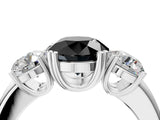 White gold Three-Stone Fancy Black Round Cut Cut Diamond Ring with Channel Set Band and Four-Prong Setting_16