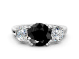 White gold Three-Stone Fancy Black Round Cut Cut Diamond Ring with Channel Set Band and Four-Prong Setting_30