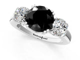 White gold Three-Stone Fancy Black Round Cut Cut Diamond Ring with Channel Set Band and Four-Prong Setting_31