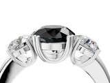 White gold Three-Stone Fancy Black Round Cut Cut Diamond Ring with Channel Set Band and Four-Prong Setting_34