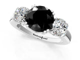 White gold Three-Stone Fancy Black Round Cut Cut Diamond Ring with Channel Set Band and Four-Prong Setting_61