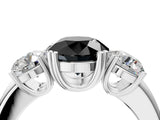 White gold Three-Stone Fancy Black Round Cut Cut Diamond Ring with Channel Set Band and Four-Prong Setting_64