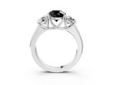 White gold Three-Stone Fancy Black Round Cut Cut Diamond Ring with Prong Setting and Classic Band_15