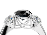 White gold Three-Stone Fancy Black Round Cut Cut Diamond Ring with Prong Setting and Classic Band_4