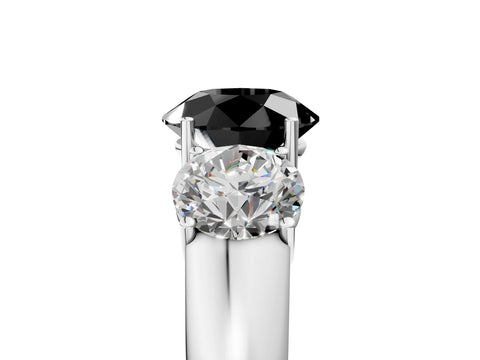 White gold Three-Stone Fancy Black Round Cut Cut Diamond Ring with Prong Setting and Classic Band_5