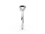 White gold Three-Stone Fancy Black Round Cut Cut Diamond Ring with Trillion Side Stones and Four-Prong Setting_13