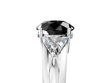 White gold Three-Stone Fancy Black Round Cut Cut Diamond Ring with Trillion Side Stones on a Split Shank Band_5
