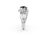 White gold Three-Stone Fancy Black Round Cut Cut Diamond Split Shank Prong Set Ring_14
