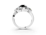 White gold Three-Stone Fancy Black Round Cut Cut Diamond Split Shank Prong Set Ring_15