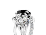 White gold Three-Stone Fancy Black Round Cut Cut Diamond Split Shank Prong Set Ring_17