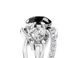 White gold Three-Stone Fancy Black Round Cut Cut Diamond Split Shank Prong Set Ring_23