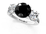 White gold Three-Stone Fancy Black Round Cut Cut Solitaire Ring with Classic Prong Setting_13