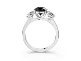 White gold Three-Stone Fancy Black Round Cut Cut Solitaire Ring with Classic Prong Setting_15