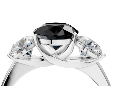 White gold Three-Stone Fancy Black Round Cut Cut Solitaire Ring with Classic Prong Setting_16
