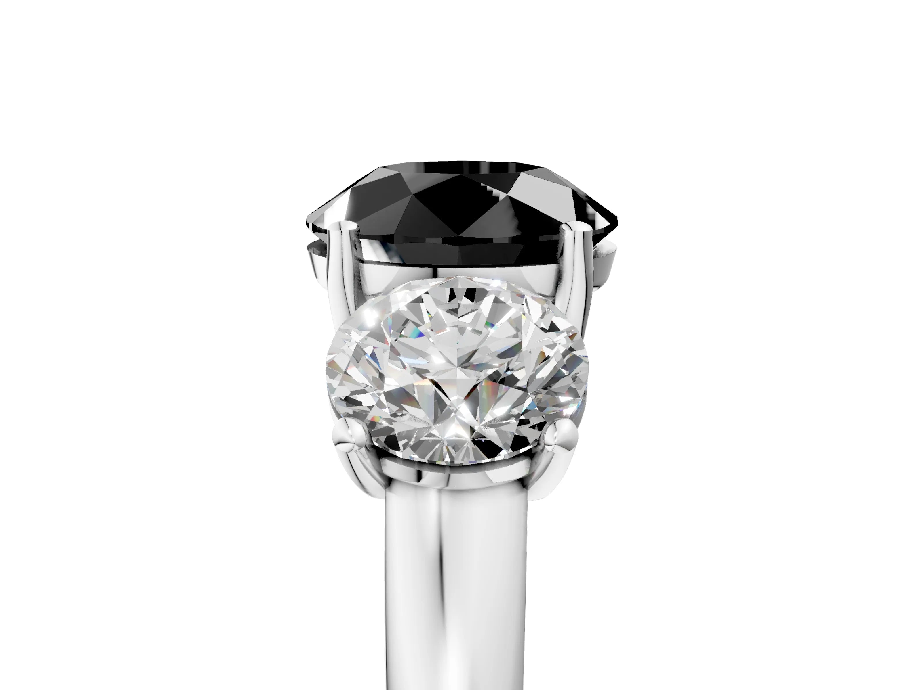 White gold Three-Stone Fancy Black Round Cut Cut Solitaire Ring with Classic Prong Setting_17