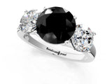 White gold Three-Stone Fancy Black Round Cut Cut Solitaire Ring with Classic Prong Setting_1