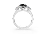 White gold Three-Stone Fancy Black Round Cut Cut Solitaire Ring with Classic Prong Setting_3
