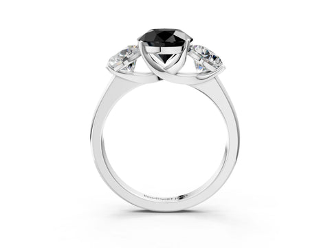 White gold Three-Stone Fancy Black Round Cut Cut Solitaire Ring with Classic Prong Setting_3