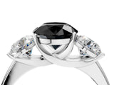White gold Three-Stone Fancy Black Round Cut Cut Solitaire Ring with Classic Prong Setting_4