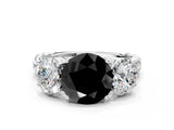 White gold Three-Stone Fancy Black Round Cut Diamond Braided Band Ring with Four-Prong Setting_24