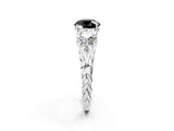 White gold Three-Stone Fancy Black Round Cut Diamond Braided Band Ring with Four-Prong Setting_26